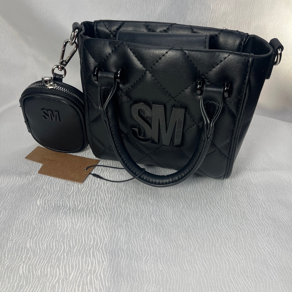 Steve Madden Black Quilted Shoulder Bag with Pouch